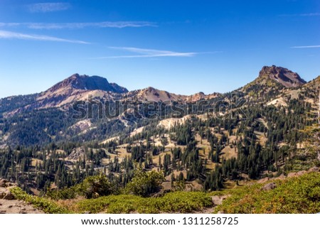 Mount Diller and the brokeoff mountain, Lassen Volcanic National Royalty-Free Stock Photo #1311258725