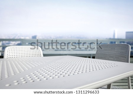 White table of free space for your decoration and city landscape 