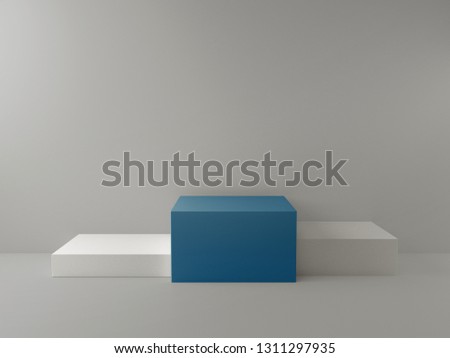 Dark Blue and White Product Stand. 3D Rendering