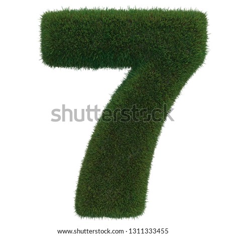 Collection of numbers. Green grass filled the character. Zero to nine, figures. isolated from a white background.