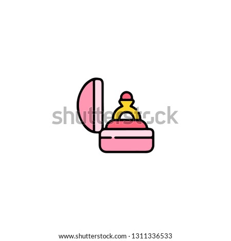 Ring icon, flat design line art thin style, Valentines day signs and love symbols, Wedding infographics. Colorful icon on a white background, Vector illustration