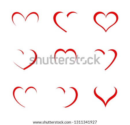 Heart shapes symbols. Vector illustration.