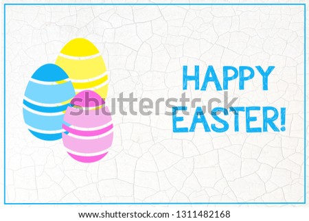 Multi-colored Easter eggs on the background of cracked white shell, illustration