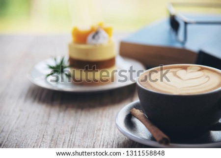 Beautiful fresh relax morning coffee cup set - Coffee set background concept
