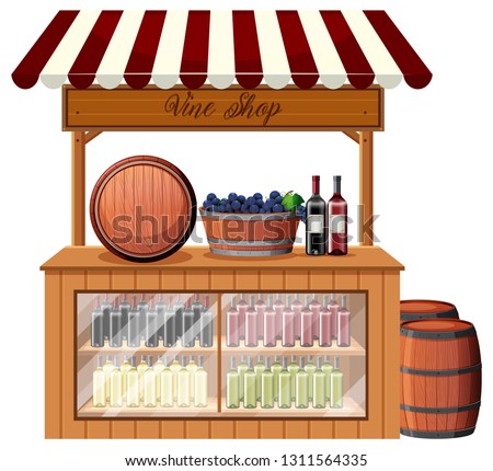 A wine shop stall illustration