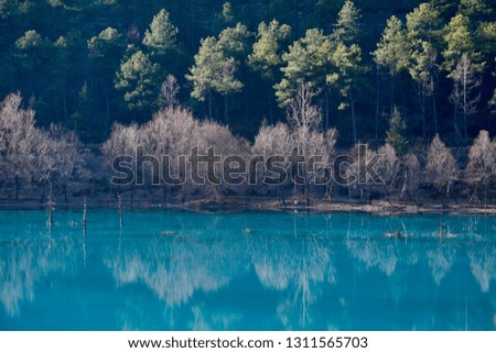Beautiful landscape of the lake at Blue Moon Valley at Lijiang, Yunnan, China