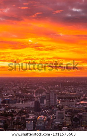 Aerial View of London City at Sunset