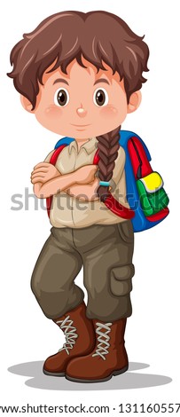 A brunette boy scout illustration
