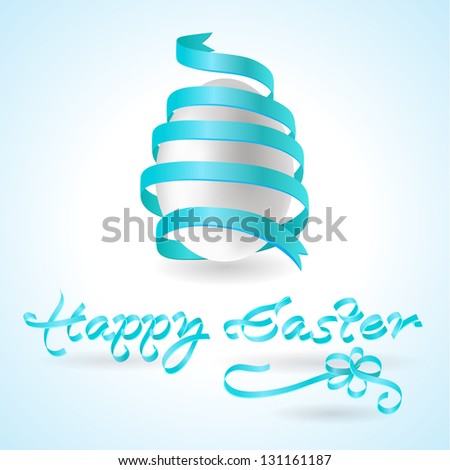 Easter greetings with ribbon on egg