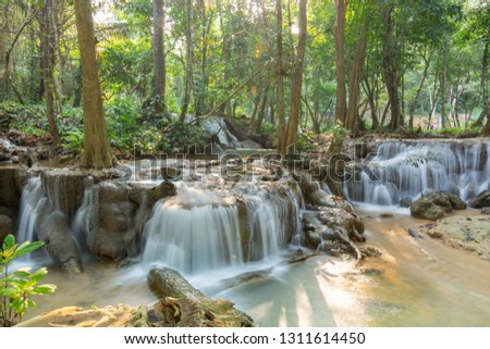 Beautiful waterfall scene Kroeng Krawia Waterfall at Kanchanaburi ,Thailand