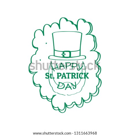 Outline of a st patrick day label with an abstract irish elf. Vector illustration design