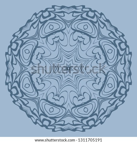 Flower Coloring Mandala. Decorative Elements. Vector Illustration. Oriental Pattern, Indian, Moroccan, Mystic, Ottoman Motifs. Blue pastel color.