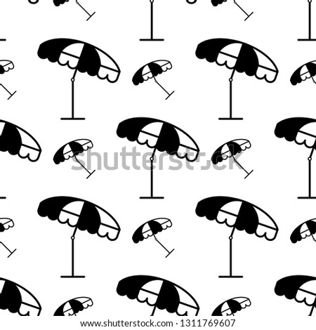 Beach Umbrella Icon Seamless Pattern Vector Art Illustration