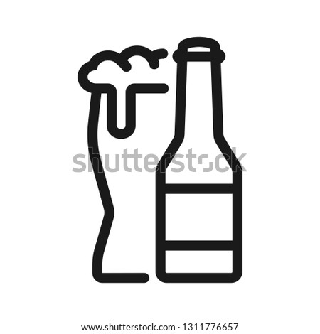 bottle and glass of beer. minimal thin line web icon. simple vector illustration outline. concept for website or app.