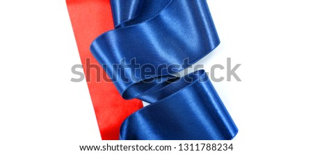 Fashionable satin blue and red ribbon   