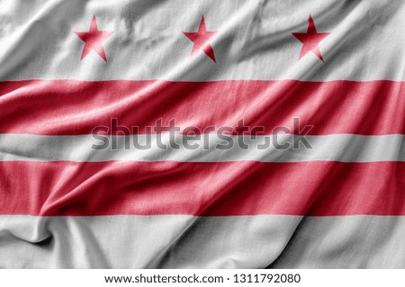 Waving detailed national US country state flag of District of Columbia
