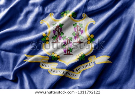 Waving detailed national US country state flag of Connecticut