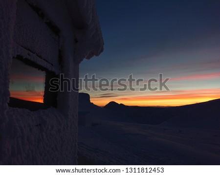 Winter sunset reflections