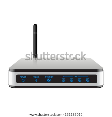 Cool Realisti Wireless Router with the antenna. Signs on a separate layer Royalty-Free Stock Photo #131183012