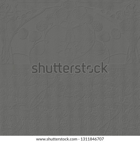 Vintage style art nouveau background texture in charcoal gray with subtle relief floral pattern