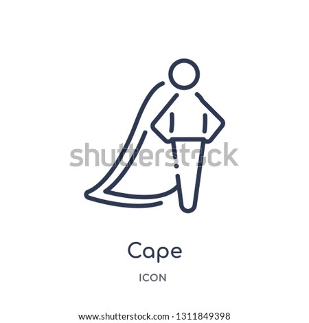 cape icon from people outline collection. Thin line cape icon isolated on white background.