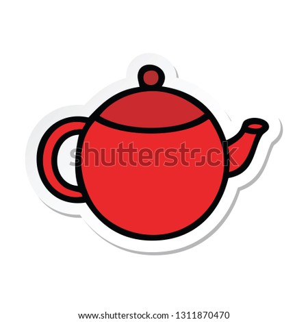 sticker of a cute cartoon red tea pot