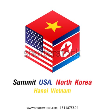 Dice Flag Summit Usa North Korea Vietnam. vector illustration