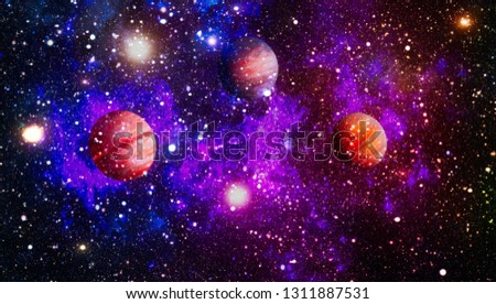 Collage on space, science and education items. Beautiful night sky, star in the space. Elements of this image furnished by NASA.