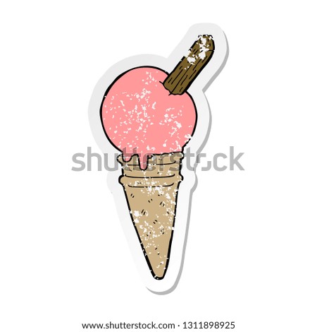 distressed sticker of a cartoon ice cream