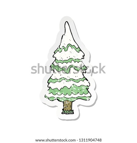 retro distressed sticker of a cartoon christmas tree