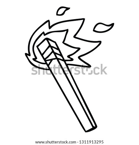 line drawing quirky cartoon lit torch