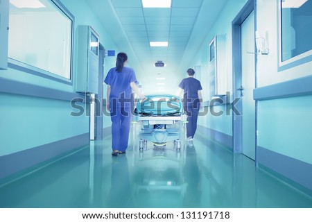 Bright lights at the end the hospital corridor. The concept of life and death. Royalty-Free Stock Photo #131191718