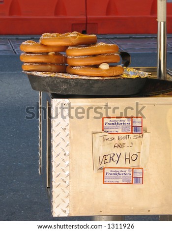 Pretzels at outdoor stand in NYC