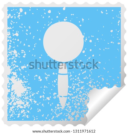 distressed square peeling sticker symbol of a magnifying glass