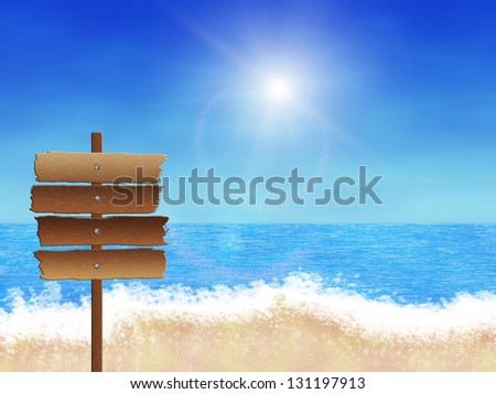 Beautiful cartoon summer tropical beach, seascape background.