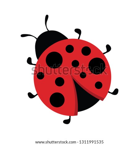 Cartoon ladybug icon, logo design, bright sticker, scrapbooking element, image for kids