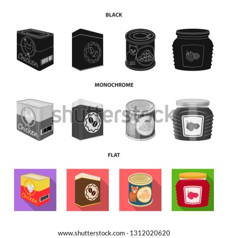 Isolated object of can and food sign. Collection of can and package stock vector illustration.