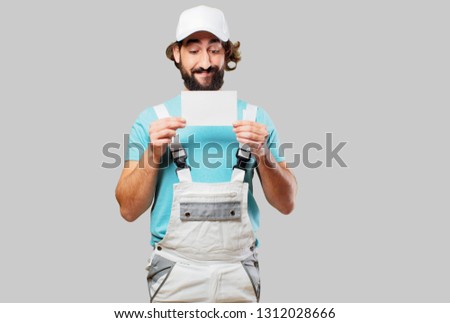 profesional painter  with a placard