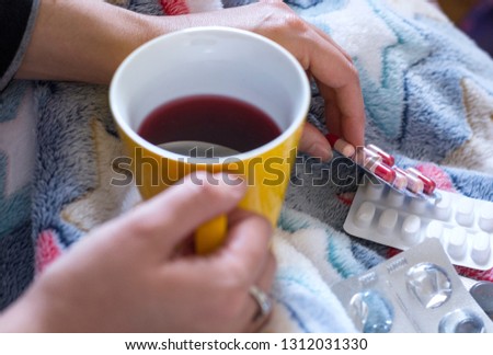 Woman suffering from cold flu