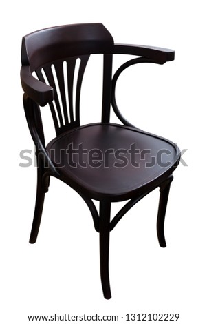 Black wooden dining chair isolated on white background