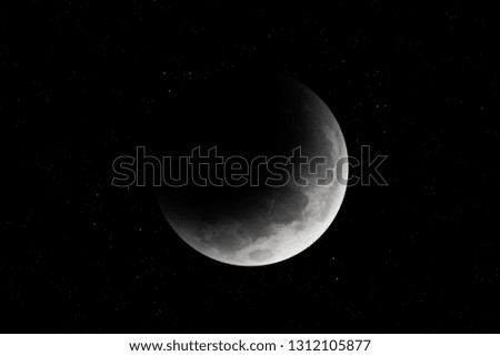 Night sky with moon and stars. Beauty nature background. Elements of this image furnished by NASA