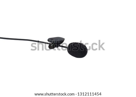 Microphone lapel, white background, isolated