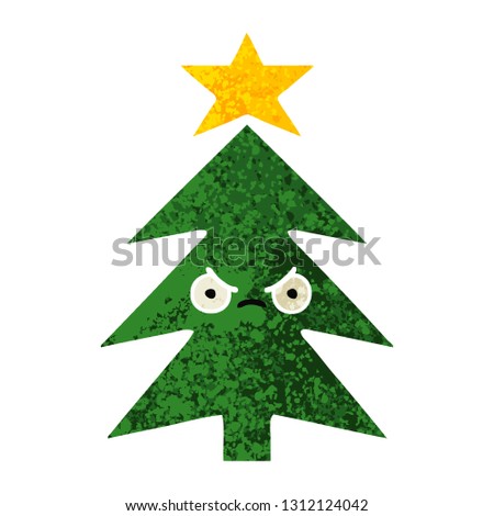 retro illustration style cartoon of a christmas tree