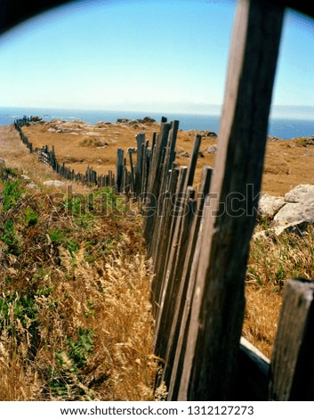 Fence in a grassy field by the ocean