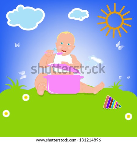 Healthy nutrition food for baby.Abstract background.Vector