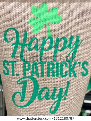 Close up view of St. Patrick’s Day banner