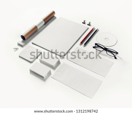 Blank stationery set on paper background. Template for branding identity. For graphic designers portfolios.
