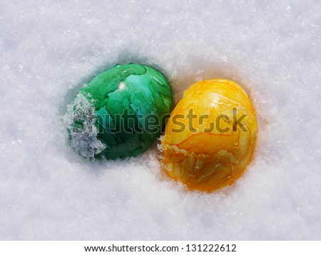 Easter eggs in snow
