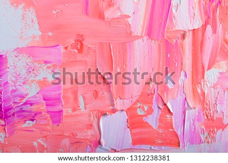 Abstraction art oil paints trend color pink coral canvas painting grunge color