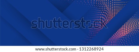 Hipster modern geometric abstract background. Bright blue banner with a trend gradient stripes, textured background. Business template for a bright color. Illusion stripes background. Royalty-Free Stock Photo #1312268924